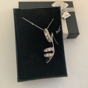 Sterling Silver high heel stiletto pendant necklace with chain